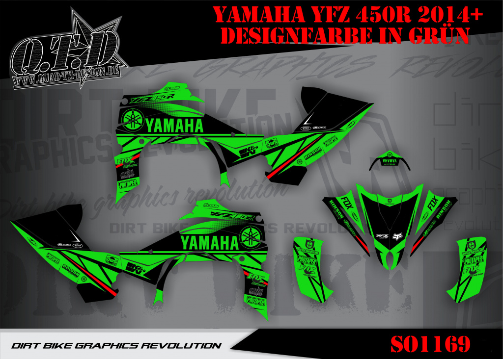 Beispiel Bild für die Farben, SO1169 Grün für Yamaha YFZ 450R ab 2014+